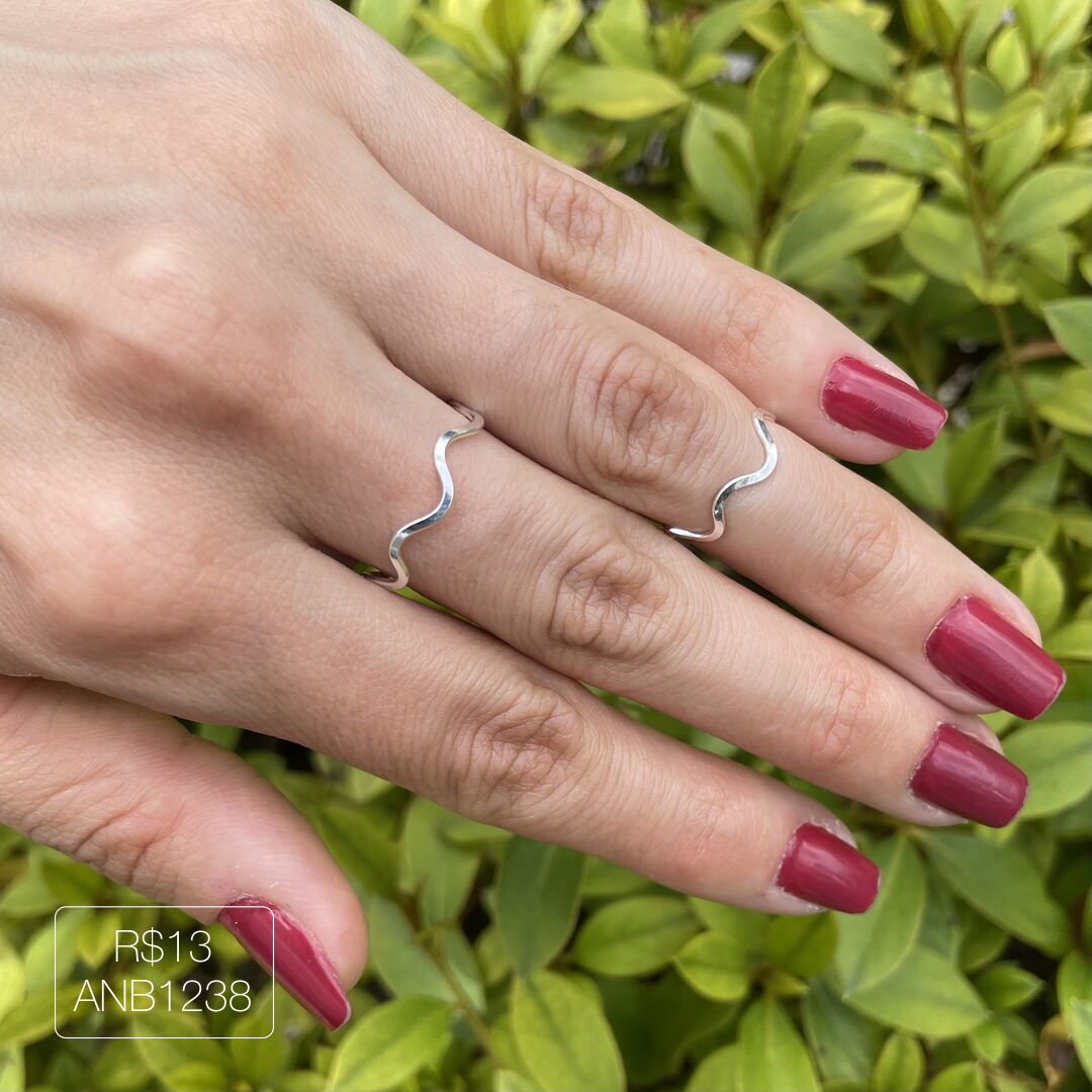 Anel Fio ZigZag Liso Prateado